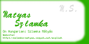 matyas szlamka business card